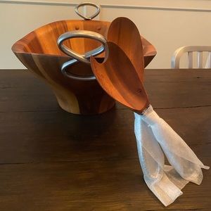 Brand New Nambe Infinity Three Piece Salad Bowl and Servers - Never Used